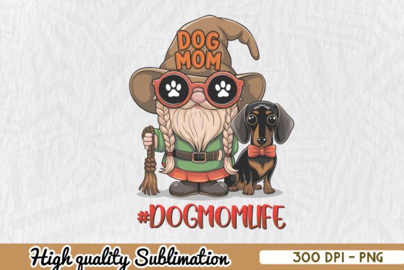 Dog Mom Life Gnome Sublimation PNG in Graphics and Crafts