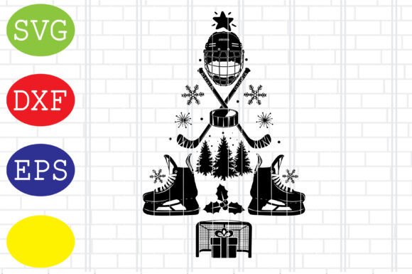 Ice Hockey Christmas Tree Graphics for Crafts and Seasonal Projects