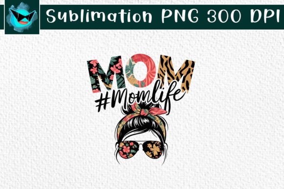 Messy Bun Mom Life Skull Love PNG for Crafts and Graphics