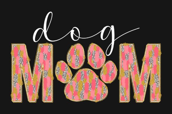 Mom Dog Paw Brush Stroke Sublimation Graphics for Crafts