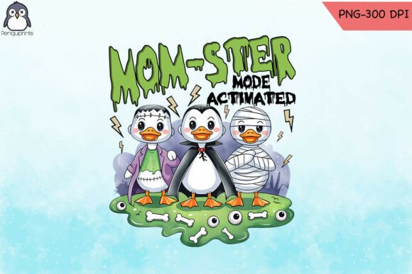 Mom-Ster Mode Fun Duck Ghost PNG for Crafts and Graphics