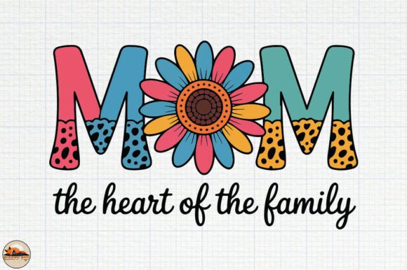 Mom the Heart of the Family Mother’s Day Graphic Design Asset
