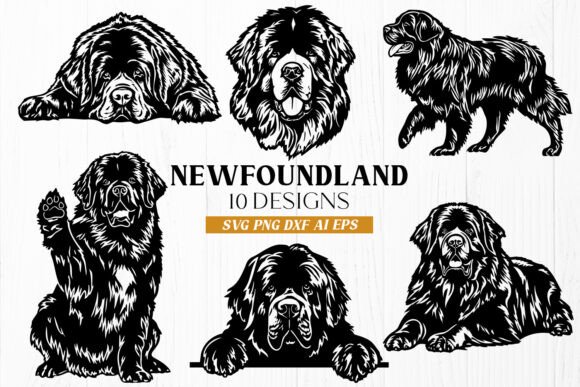 Newfoundland Dog SVG Bundle 10 Designs: A Graphic Design Asset for Creative Publishing