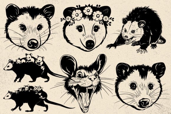 Opossum Mom, Possum Face Woodland Animal Graphic for Crafts and Digital Sellers