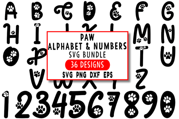 Paw Alphabet and Numbers SVG Bundle: A Graphic Design Asset for Crafting Enthusiasts