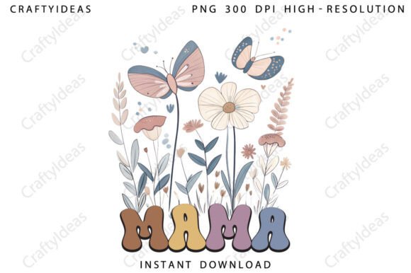 Wildflower Mama PNG: A Floral Boho Graphic for Handmade Creations